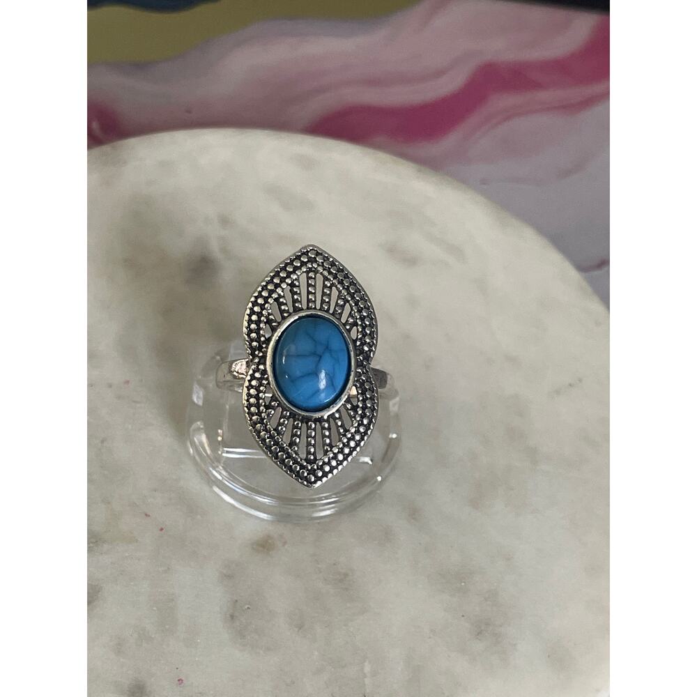 4.5 Silver Red synthetic gem Ring